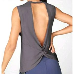 NWT ! Gray Fabletics Lacey Open Back Tank XS